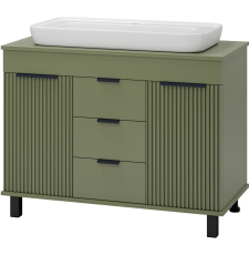 Тумба для умывальника Brevita Enfida 100 напольная, 2 дв., 3 ящ., зеленый матовый\черный