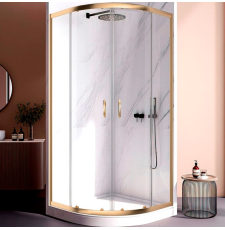 Душевая кабина Veconi RV-202G 90x90, угл., прозр.\золото браш.