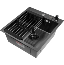 Мойка для кухни Arfeka Eco Ar 45x50, врезная, с коландером CL и дозатором DS, black
