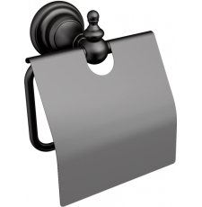 Держатель для туалетной бумаги CeramaLux Elegance 95807 с крышкой, черный матовый