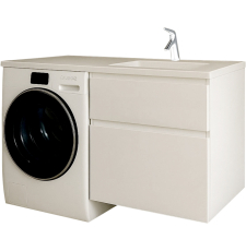 Тумба под стиральную машину Vela Мира 66П 2в.я. для умывальника Kamilla 130 подвесная, лев.\прав., белый