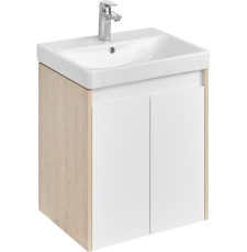 Тумба с умывальником Акватон Сканди Doors 55 Адриана, Белый глянец/Дуб Верона