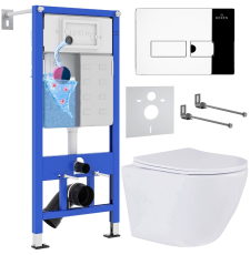 Комплект унитаз с инсталляцией Roxen Antares подвесной с крышкой, с кнопкой пр., хром