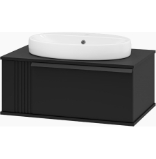 Тумба для умывальника Brevita Savoy 80, подвесная с подсветкой, 1 ящ., черный