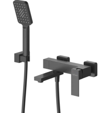 Смеситель для ванны Cezares Slider VD с лейкой, настенный, черный матовый