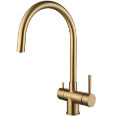 Смеситель для кухни Paulmark Heller He213218-BG, под фильтр, брашированное золото