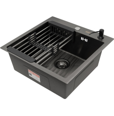 Мойка для кухни Arfeka Eco Ar 50x50, врезная, с коландером CL и дозатором DS, black Мойка для кухни Arfeka Eco Ar 50x50, врезная, с коландером CL и дозатором DS, black