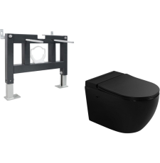 Унитаз с инсталляцией Abber Bequem AC1108PMB подвесной, импульсный, черный матовый