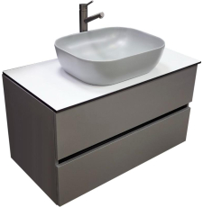 Тумба для умывальника Vela Каскад Голо 90П 2в.я., серый матовый