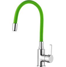 Смеситель для кухни Ledeme H98 L4898-5 с гибким изливом, хром/зелный