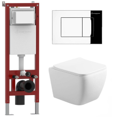 Унитаз с инсталляцией Roxen Cube Tornado Asten Readle Zentralmodul подвесной с крышкой, с кнопкой, хром