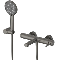 Смеситель для ванны Cezares Relax VD с лейкой, настенный, оружейная сталь