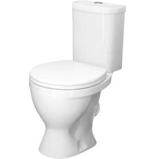 Унитаз Sanita Тоби напольный, с крышкой ПП, 1 режим, косой выпуск