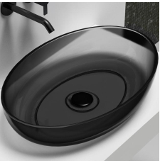 Прозрачная раковина Abber Kristall AT2801Onyx 60 на столешницу, черный