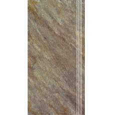 Плитка-керамогранит для ступеней Керамин Кварцит 4 29.5x60 бордюрная, коричневый