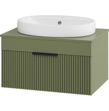 Тумба для умывальника Brevita Enfida 70 подвесная, 1 ящ., зеленый матовый\черный