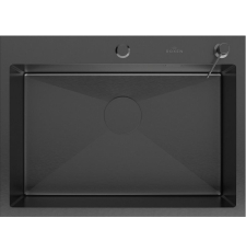 Мойка для кухни Roxen Simple PVD 65x48, врезная, с коландером, дозатором, графит Мойка для кухни Roxen Simple PVD 65x48, врезная, с коландером, дозатором, графит