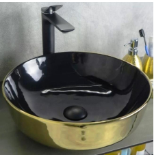 Раковина Gid Nc412 41.5 на столешницу, черный/золото