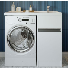 Тумба под стиральную машину Акватон Лондри 40, с умывальником 105, правый, белый