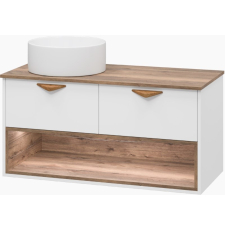 Тумба для умывальника Brevita Bergen 105, подвесная с подсветкой, 2 ящ., дуб галифакс олово/белый