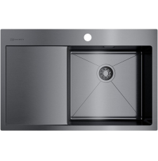 Кухонная мойка Omoikiri Akisame 78-GM-R 78x51 4973100, врезная, правая, вороненая сталь