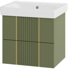Тумба для умывальника Brevita Vega 60, подвесная, 2 ящ., олива/золото