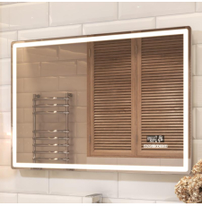 Зеркало Vigo Geometry Media voice 1200 120x70 с подсветкой LED, сенсор, часы, подогрев, темп. датчик, медиаблок, голосовое упр.