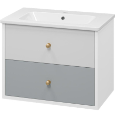 Тумба для умывальника Brevita 50 Shades of Grey Анастейша 80 подвесная, 2 ящ., белый\серый, золото