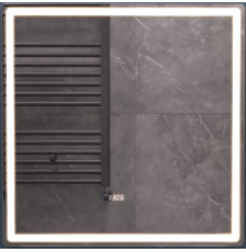 Зеркало Vigo Geometry Luxe 700 70x70 с подсветкой LED, сенсор, датчик, диммер, часы, подогрев