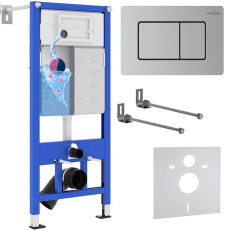 Инсталляция для унитаза Roxen StounFix Dual Fresh 968406 с кнопкой Steel, сатин