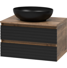 Тумба для умывальника Brevita Dakota 70 подвесная, 2 ящ., дуб галифакс олово/черный