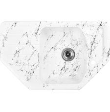Мойка для кухни Wisent WE08-12 78x48.5, врезная, угловая, мрамор бело-черный
