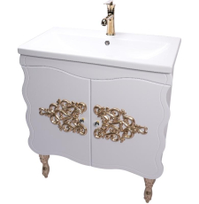 Тумба для умывальника КМК Bliss Искушение 80 Como напольная, 2 дв., белый\золото