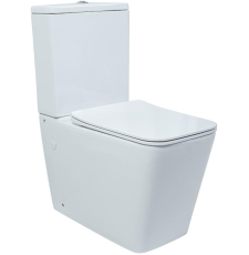 Унитаз напольный UnicoPureza Quadrado Rimless, универсальный выпуск, 2 режима, с крышкой Slim Soft-close, белый глянцевый