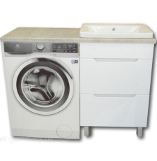 Тумба под стиральную машину Бел-Гаммари Гамма Р23оФ8-У55 с умывальником Софт-13055 СТ120, напольная, левая, белый,