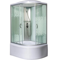 Душевая кабина River Мономах 120x80 МЗ L, выс., левая, прозр.рис.мозаика\бел.\хром мат.