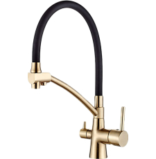 Смеситель для кухни Ledeme H55 4855Y-2 под фильтр, золотой сатин/черный