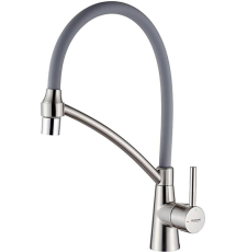 Смеситель для кухни Ledeme H99 L4399A-9 с гибким изливом, сатин/серый