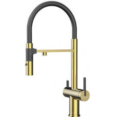 Смеситель для кухни Paulmark Gravity Gr213188-G с гибким изливом, с фильтром для питьевой воды, золото