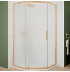 Душевая кабина Veconi Ottimo P10G 80x80, пят., матов. Easy Clean\золото браш.