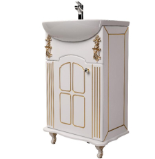 Тумба для умывальника КМК Bliss Версаль 50 напольная, 1 дв., белый\золото
