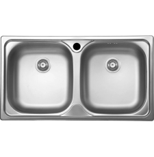 Мойка для кухни Kromrus EC 189 RUS 78x43.5 накладная, 2 чаши, матовый хром