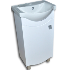 Тумба с умывальником Бел-Гаммари Гамма 21оФ2/1-У45 Базик-7045, напольная, 1 дв., полка, белый глянец