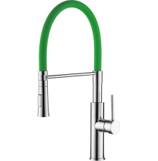 Смеситель для кухни Ledeme H97 L4097-5 с гибким изливом, хром/зеленый