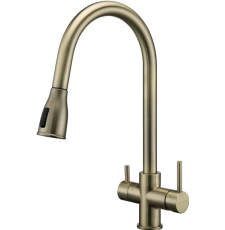 Смеситель для кухни Paulmark Lange La214212-BR с гибким изливом, под фильтр, бронза