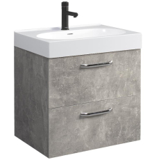 Тумба для умывальника Belux Стокгольм НП 60-02 подвесная, 2 дв., бетон Чикаго светло-серый 31