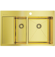 Кухонная мойка Omoikiri Akisame 78-2-LG-R 78x51 4973088, врезная, правая, светлое золото