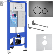 Инсталляция для унитаза Roxen StounFix Dual Fresh 868304 с кнопкой Steel, оружейная сталь