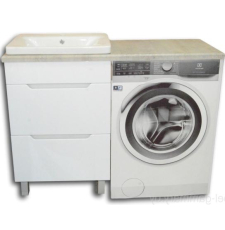 Тумба под стиральную машину Бел-Гаммари Гамма Р23оФ8-У55 с умывальником Софт-13055 СТ120, напольная, правая, белый