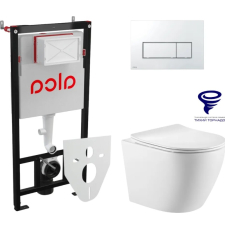 Унитаз с инсталляцией Prato Бьянко подвесной с крышкой, с кнопкой хром